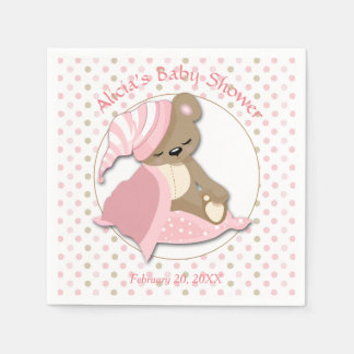 Slaperig Beer Meisje Baby shower Servet