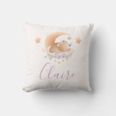 Slaperig Beer op Cloud Baby Meisje Baby Kussen (Voorkant)