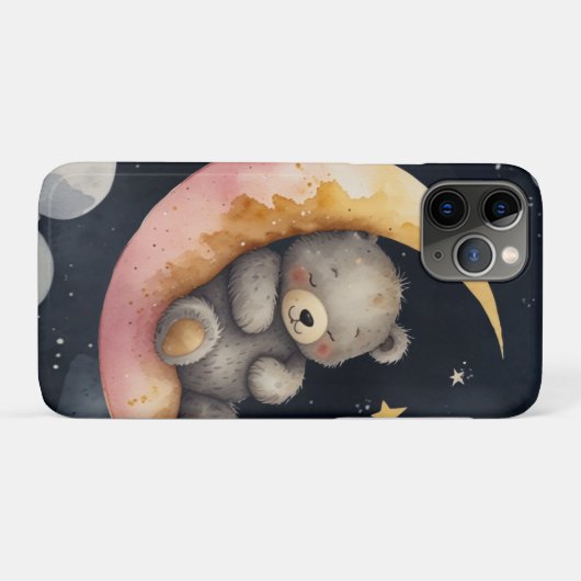 Slaperig Beer op de maan Case-Mate iPhone Case (Achterkant (horizontaal))