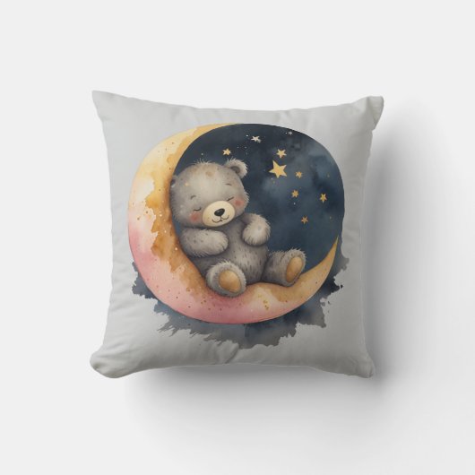 Slaperig Beer op de maan Kussen (Voorkant)