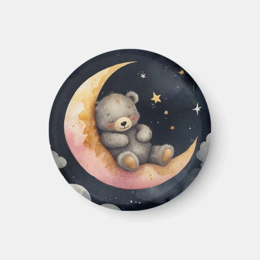 Slaperig Beer op de maan Magneet (Voorkant)