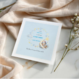 Slaperig Beer op de Maan Sterren Wolken Baby Boy Servet