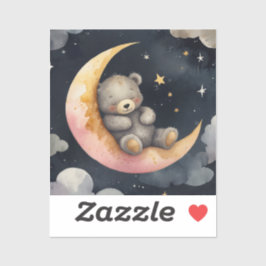 Slaperig Beer op de maan Sticker