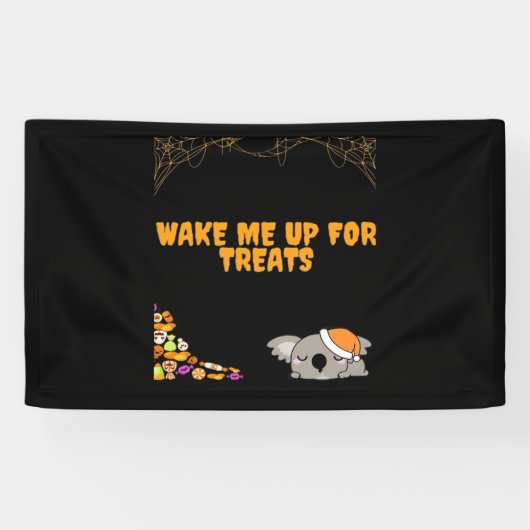 Slaperig dier klaar voor Halloween traktaties! Cla Spandoek (Horizontaal)