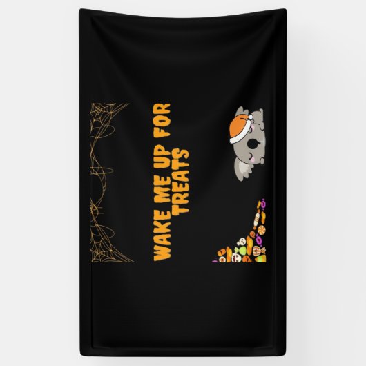 Slaperig dier klaar voor Halloween traktaties! Cla Spandoek (Verticaal)