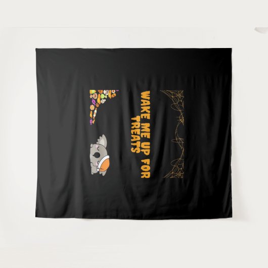 Slaperig dier klaar voor Halloween traktaties! Cla Wandkleed (Voorkant (horizontaal))