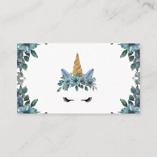 Slaperig eenhoorn blauw bloemenluier loterij ticke informatiekaartje (Achterkant)