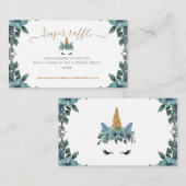 Slaperig eenhoorn blauw bloemenluier loterij ticke informatiekaartje (Voorkant / Achterkant)