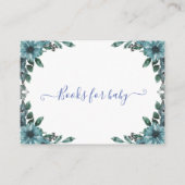 Slaperig eenhoorn blauw bloemig baby shower informatiekaartje (Achterkant)