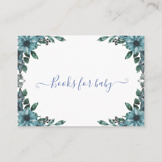 Slaperig eenhoorn blauw bloemig baby shower informatiekaartje (Achterkant)