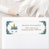 slaperig eenhoorn blauw bloemige terugkeer adresla etiket (Insitu)