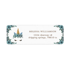 slaperig eenhoorn blauw bloemige terugkeer adresla etiket