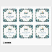 slaperig eenhoorn blauw floral dank je Sticker (Vel)