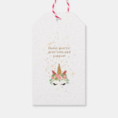 Slaperig eenhoorn blozen floraal baby shower monog cadeaulabel (Achterkant)