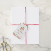 Slaperig eenhoorn blozen floraal baby shower monog cadeaulabel (Met Touw)