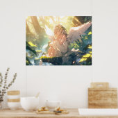 Slaperig engelachtig anime meisje in bos poster (Keuken)