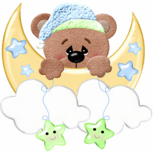 Slaperig klein beren fotosculptuur staand fotobeeldje 