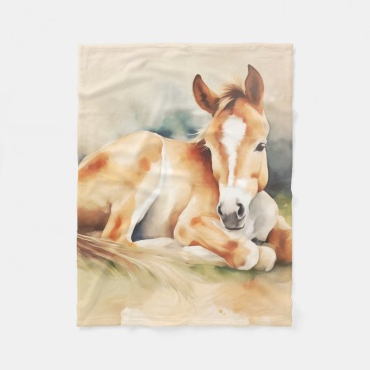 Slaperig klein veulen fleece deken (Voorkant)