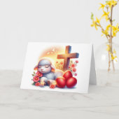 Slaperig Lam Orthodox Pasen Kaart (Gele Bloem)