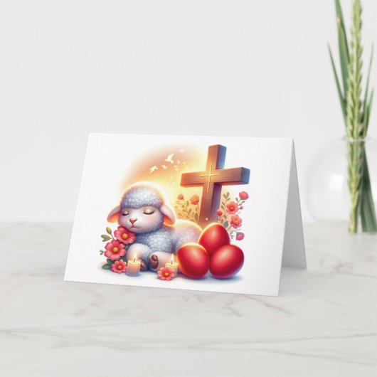 Slaperig Lam Orthodox Pasen Kaart (Voorkant)