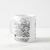 Slaperig landelijk dorp vanwege late pub disco koffiemok (Voorkant links)