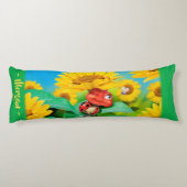 Slaperig lieveheersbeestje in Zonnebloemen.Giant c Lichaamskussen (Achterkant)