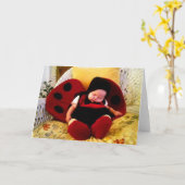 Slaperig lieveheersbeestje kaart (Gele Bloem)