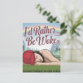 Slaperig persoon liever wakker berg regenboog briefkaart (Staand voorkant)