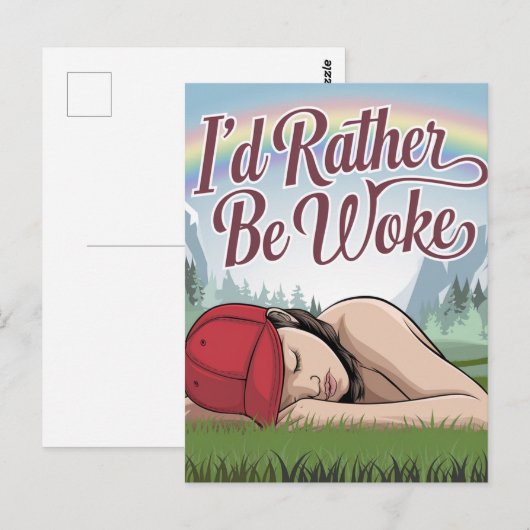 Slaperig persoon liever wakker berg regenboog briefkaart (Voorkant / Achterkant)