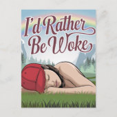 Slaperig persoon liever wakker berg regenboog briefkaart (Voorkant)