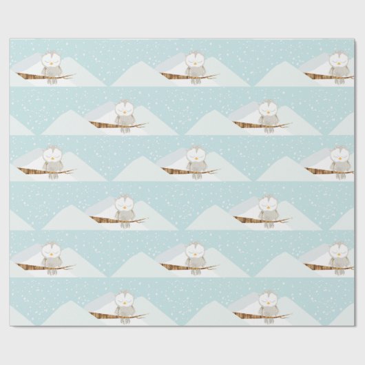 Slaperig sneeuwuil inpakpapier (Vlak)