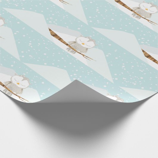 Slaperig sneeuwuil inpakpapier (Hoek)