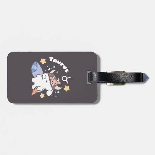 Slaperig Taurus Konijnenpatroon - Zodiac Bagagelabel (Achterkant horizontaal)