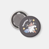Slaperig Taurus Konijnenpatroon - Zodiac Magneet (Voorkant / Achterkant)
