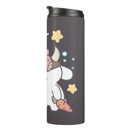 Slaperig Taurus Konijnenpatroon - Zodiac Thermosbeker (Geroteerd rechts)