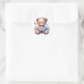 slaperig teddymeisje ronde sticker (Tas)