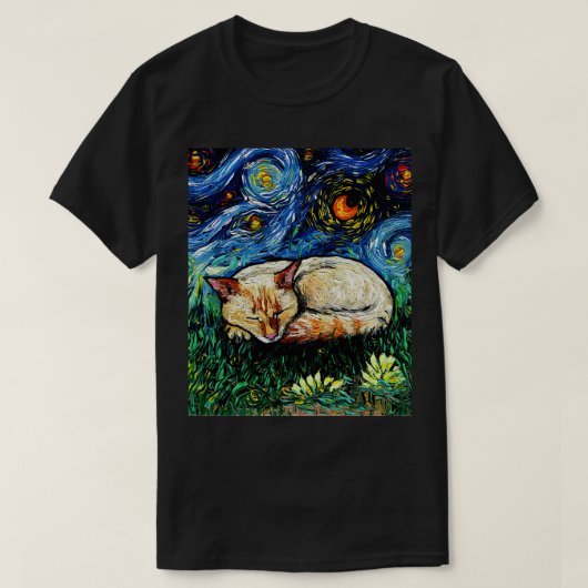 Slaperig vlampunt Siamese nacht T-shirt (Design voorkant)