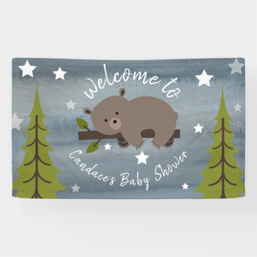 Slaperig Waterverf Beer Baby shower Spandoek (Horizontaal)