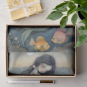 SLAPERIG ZEEMEERMIN MEISJE DECOUPAGE TISSUE PAPIER (Geschenk)