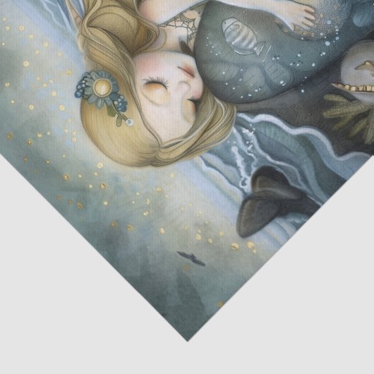 SLAPERIG ZEEMEERMIN MEISJE DECOUPAGE TISSUE PAPIER (Detail)