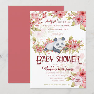 Slaperige Baby Panda Roze Kersenbloesem Baby Borre Kaart