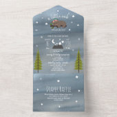 Slaperige Beer Baby shower van schouderblad All In One Uitnodiging (Binnen)