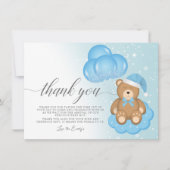 Slaperige Beer ballon Boy Baby shower Dank u wel Kaart (Voorkant)