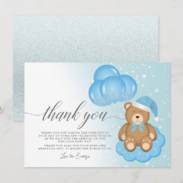 Slaperige Beer ballon Boy Baby shower Dank u wel Kaart