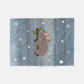 Slaperige Beer Floral Stars Girls Fleece Blanket (Voorkant (Horizontaal))
