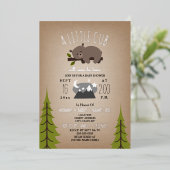 Slaperige Beer krabbanden Baby shower Folie Uitnodiging (Staand Voorkant)