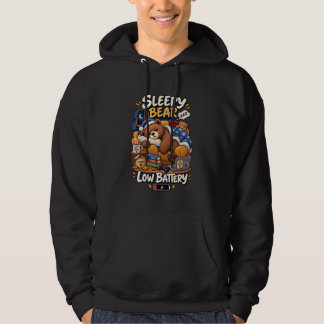 Slaperige Beer Lage Batterij Grappige Gezellige Ho Hoodie