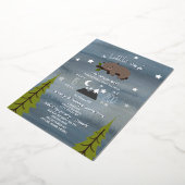 Slaperige Beer sterren Baby shower Folie Uitnodiging (Gedraaid)