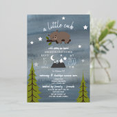 Slaperige Beer sterren Baby shower Folie Uitnodiging (Staand Voorkant)