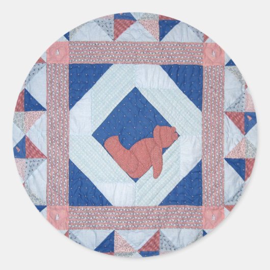 Slaperige Beren Quilt Stickers! Ronde Sticker (Voorkant)